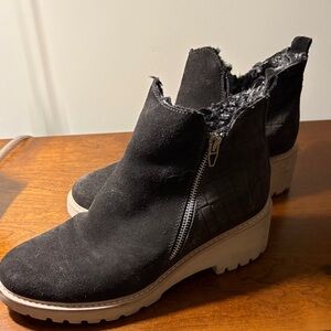 Dolce Vita Dark Grey Ankle Boots with Croc-Embossed Detail